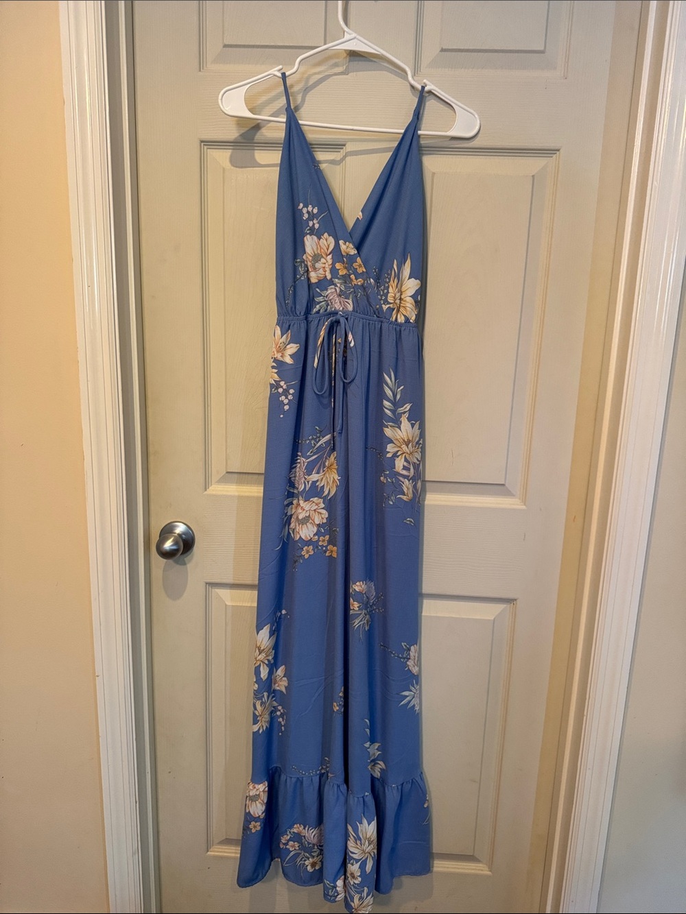 Lulus Blue Floral Maxi Dress with Spaghetti Straps